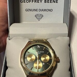 Geoffrey Beene Gold and Dark Green Watch